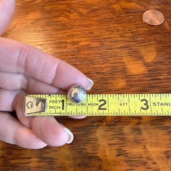 Vintage Sterling Silver Dome Ball Earrings Half Inch - Picture 10 of 10